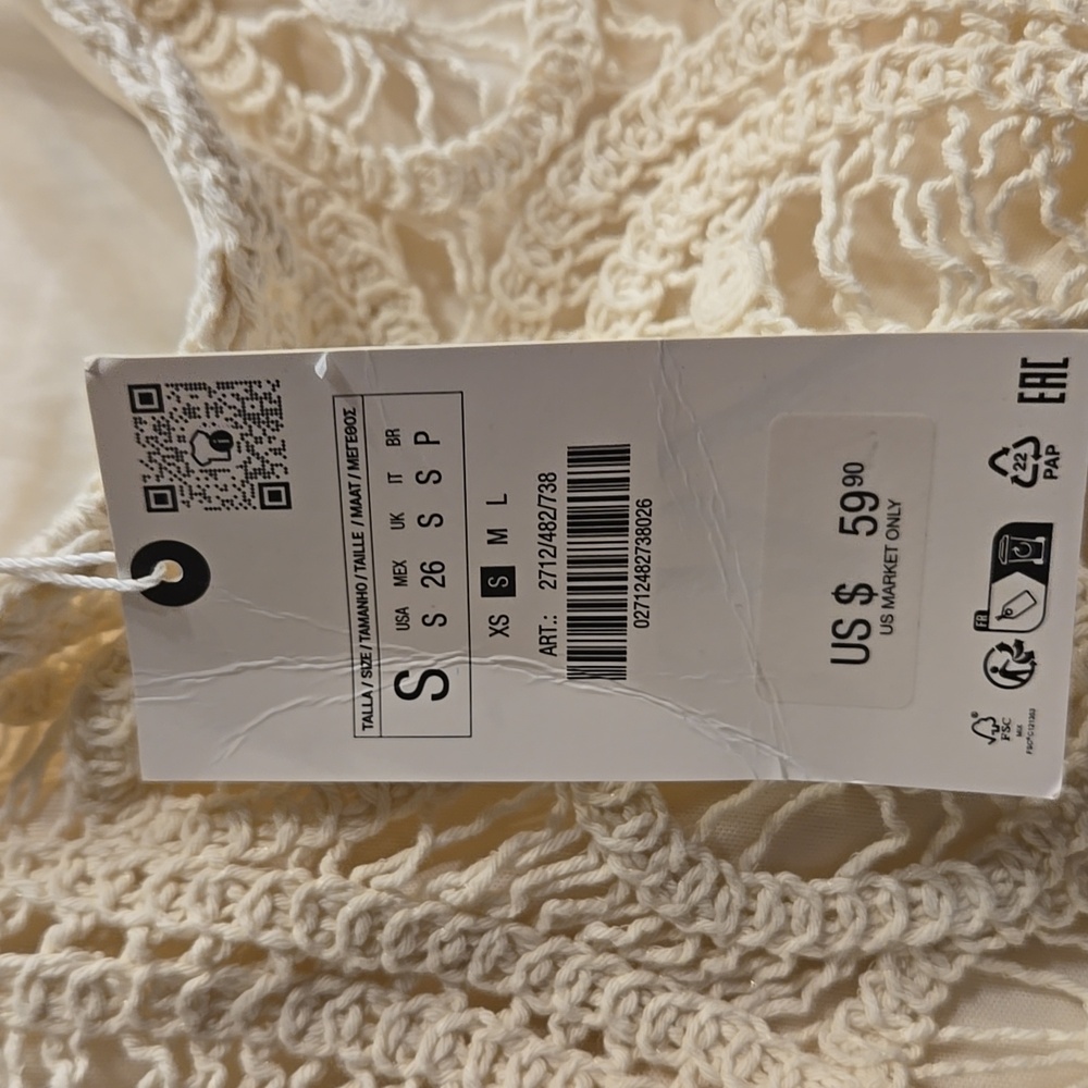 Zara Asymetrical Hem Crochet Skirt Size Small - Picture 8 of 11
